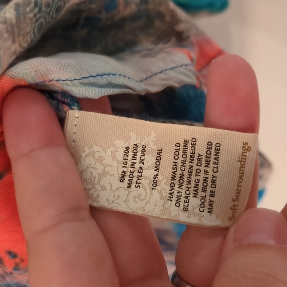 Soft Surroundings Boho Multicolor Abstract Print Peasant Tassels Blouse Small - Picture 3 of 7